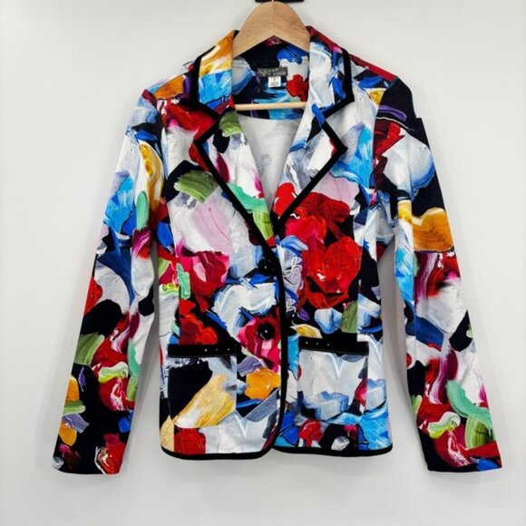 Dolcezza Simply Art Bold Print Jersey Blazer Multi Coloured Size Medium - Picture 6 of 16